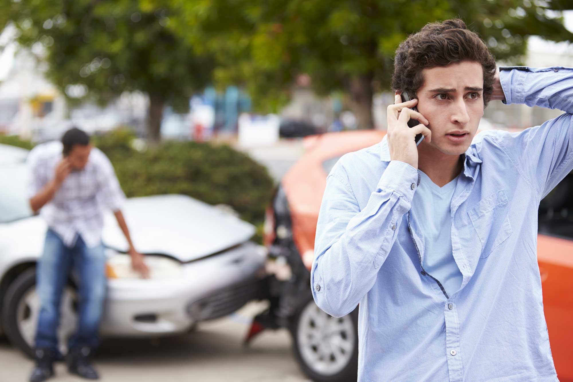 Teen driver at the scene of a car accident